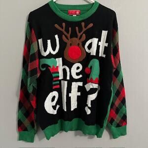 You Look Ugly Today Christmas Sweater What The Elf Reindeer Funny Ugly Xmas Sz L